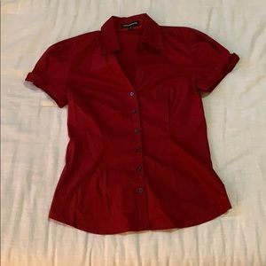 Express Design Studio Red Button Down Blouse